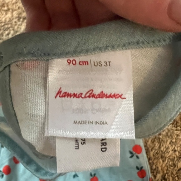 NWOT Hanna Andersson girls long sleeve ruffle with pockets apple print dress 3T - Picture 4 of 4